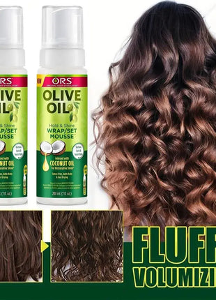 207ML Curly Hair Mousse For Wigs No-Flaking Olive Oil Hair Styling Mousse Anti-Frizz Hair Foam Mousse For Styling Hair Products