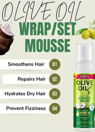207ML Curly Hair Mousse For Wigs No-Flaking Olive Oil Hair Styling Mousse Anti-Frizz Hair Foam Mousse For Styling Hair Products