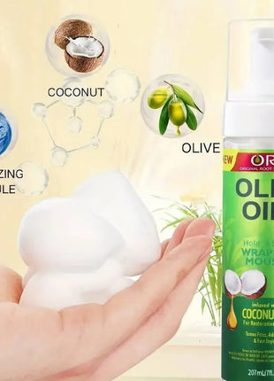 207ML Curly Hair Mousse For Wigs No-Flaking Olive Oil Hair Styling Mousse Anti-Frizz Hair Foam Mousse For Styling Hair Products