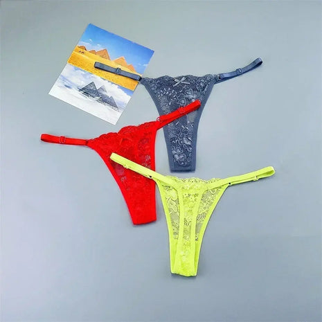 Adjustable Sexy Transparent Thong Panties Women 3PCS