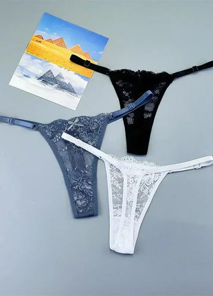 Adjustable Sexy Transparent Thong Panties Women 3PCS