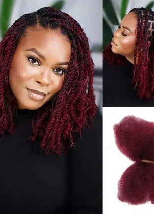 Afro Kinkys Bulk Human Hair-100% Human Hair for Mini Twist Braiding Dreadlock Loc Extensions Afro Kinky Curly Hair Bulk