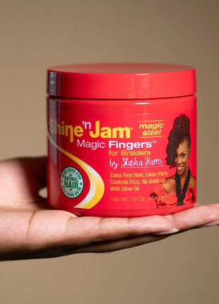 Ampro Shine N Jam® Magic Fingers® Unisex Gel for Braiders, 16 oz Gel, Frizz Control