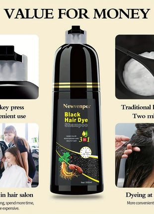 Black Hair Dye Shampoo – Natural, Instant & Long‑Lasting CESAR