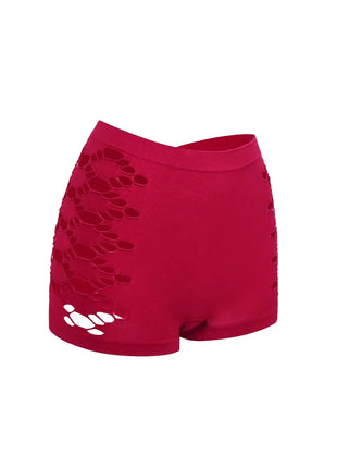 Cut Out Criss Cross Boyshorts Spandex Shorts Seamless Yoga Shorts Butt Lifting Shorts Burgundy Shorts Gym