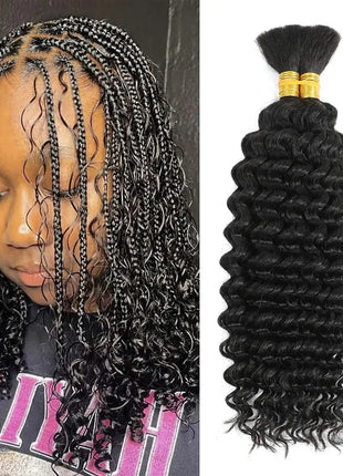 Deep Wave Curly Human Braiding Hair Bulk - 100g, Premium Quality for Boho Braids