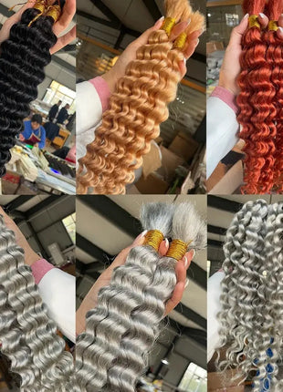 Deep Wave Curly Human Braiding Hair Bulk - 100g, Premium Quality for Boho Braids