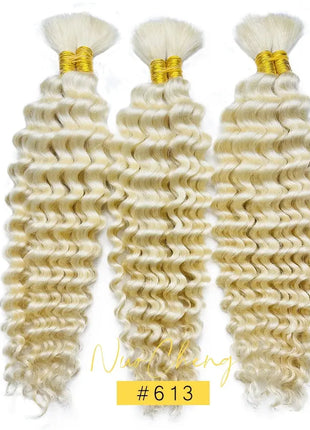 Deep Wave Curly Human Braiding Hair Bulk - 100g, Premium Quality for Boho Braids