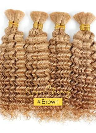 Deep Wave Curly Human Braiding Hair Bulk - 100g, Premium Quality for Boho Braids