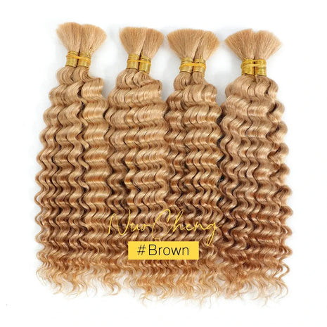 Deep Wave Curly Human Braiding Hair Bulk - 100g, Premium Quality for Boho Braids