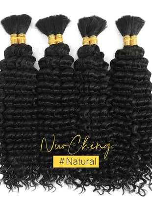 Deep Wave Curly Human Braiding Hair Bulk - 100g, Premium Quality for Boho Braids