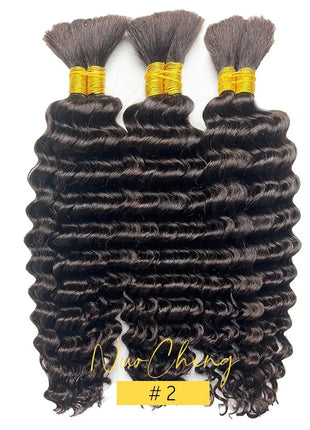 Deep Wave Curly Human Braiding Hair Bulk - 100g, Premium Quality for Boho Braids