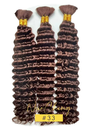Deep Wave Curly Human Braiding Hair Bulk - 100g, Premium Quality for Boho Braids