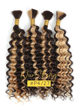Deep Wave Curly Human Braiding Hair Bulk - 100g, Premium Quality for Boho Braids