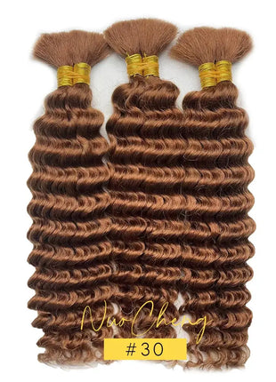 Deep Wave Curly Human Braiding Hair Bulk - 100g, Premium Quality for Boho Braids