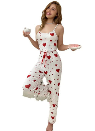 Dream in Comfort – Plus Size White Pajamas Set with Love Print