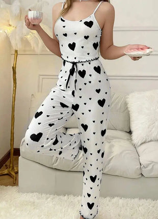 Dream in Comfort – Plus Size White Pajamas Set with Love Print