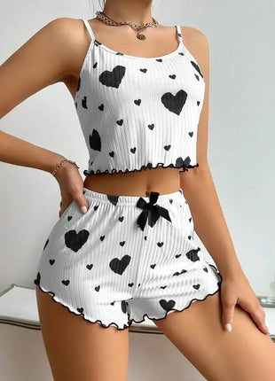 Elegant Heart Print Pajama Set