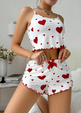 Elegant Heart Print Pajama Set