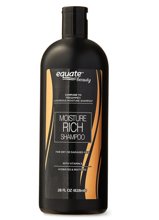 Equate Moisture Rich Shampoo with Vitamin E for Hair Care of Dry or Damaged Hair, 28 fl oz, Compare to Tresemme® Luxurious Moisture Shampoo