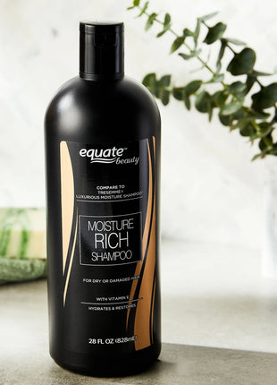 Equate Moisture Rich Shampoo with Vitamin E for Hair Care of Dry or Damaged Hair, 28 fl oz, Compare to Tresemme® Luxurious Moisture Shampoo