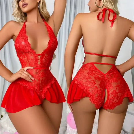 Girls Full Swimsuits Sexy Seduction Jumpsuit Sexy Transparent Lace Lingerie