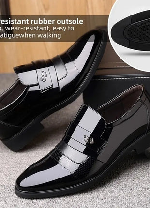 Luxury Black Dress Shoes Men Business Leather Shoes for Men Casual Dress Shoes Slip On British Business Shoe Pointed Toe Formal Dress Shoes
