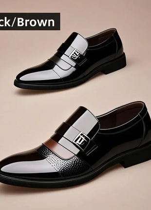 Luxury Black Dress Shoes Men Business Leather Shoes for Men Casual Dress Shoes Slip On British Business Shoe Pointed Toe Formal Dress Shoes