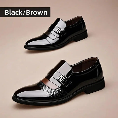 Luxury Black Dress Shoes Men Business Leather Shoes for Men Casual Dress Shoes Slip On British Business Shoe Pointed Toe Formal Dress Shoes