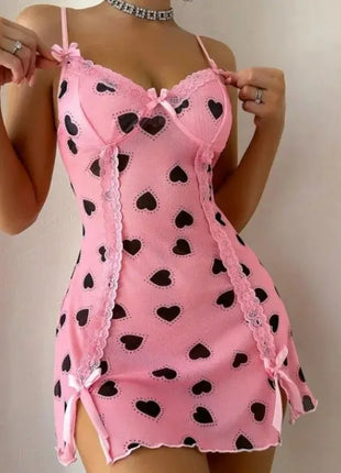 Nightgown Dress featuring a Heart Print