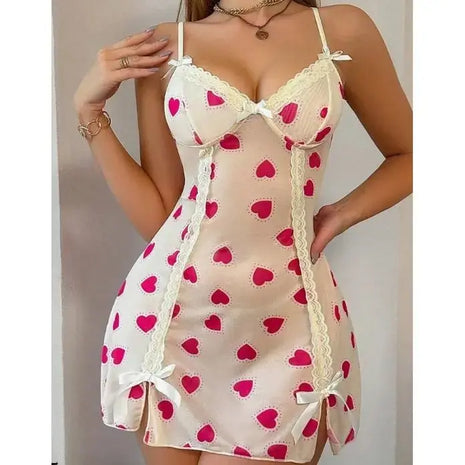 Nightgown Dress featuring a Heart Print
