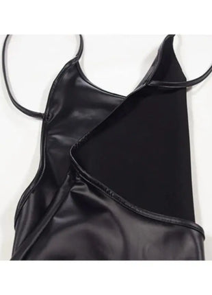 Sexy Faux Leather Dress Backless