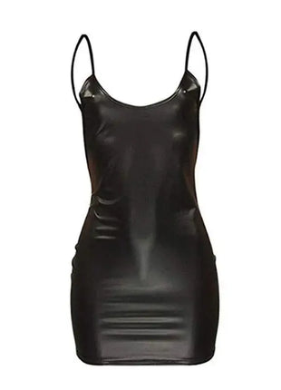 Sexy Faux Leather Dress Backless