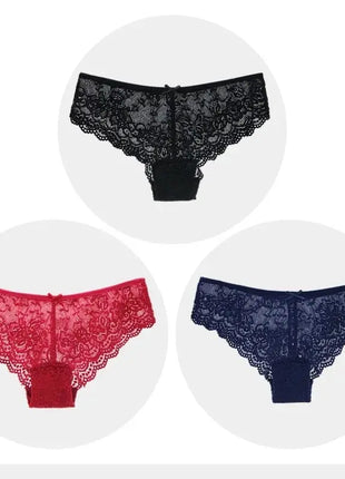 Sexy Full Lace Transparent Panties (3pcs)