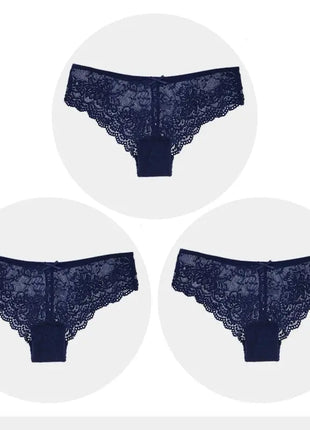 Sexy Full Lace Transparent Panties (3pcs)