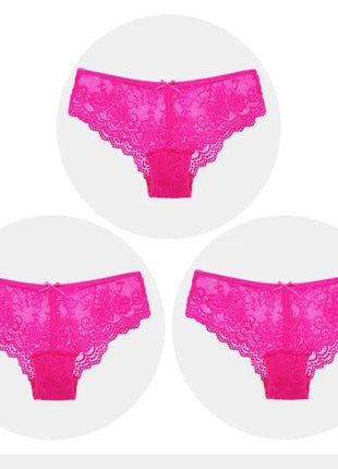 Sexy Full Lace Transparent Panties (3pcs)