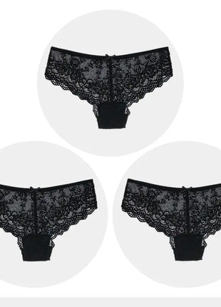 Sexy Full Lace Transparent Panties (3pcs)
