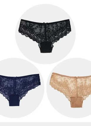 Sexy Full Lace Transparent Panties (3pcs)