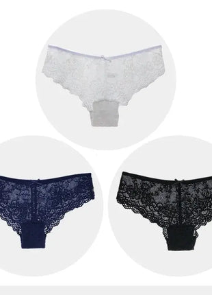 Sexy Full Lace Transparent Panties (3pcs)