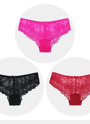 Sexy Full Lace Transparent Panties (3pcs)