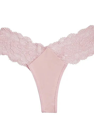 Sexy Sheer Lace Mid-Rise Women's Thong Panties