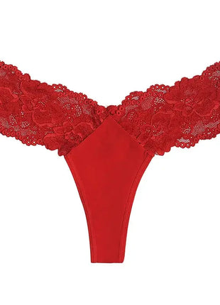 Sexy Sheer Lace Mid-Rise Women's Thong Panties