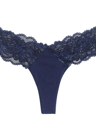 Sexy Sheer Lace Mid-Rise Women's Thong Panties