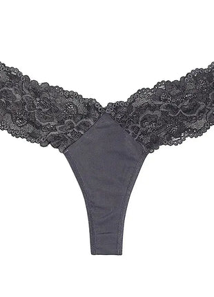 Sexy Sheer Lace Mid-Rise Women's Thong Panties