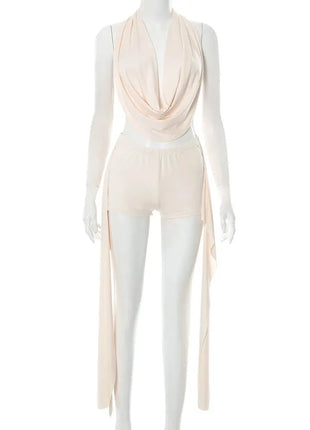 Sexy Two Piece Outfits for Women Club Night Stretchy Halter