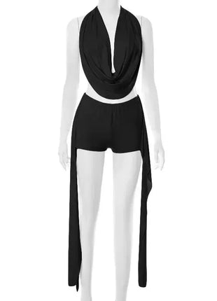 Sexy Two Piece Outfits for Women Club Night Stretchy Halter