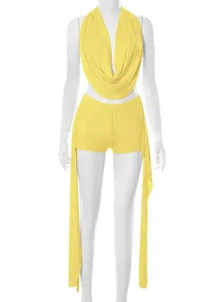 Sexy Two Piece Outfits for Women Club Night Stretchy Halter