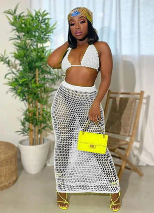 Sexy Two Piece Set Spaghetti Strap Top And Long Summer