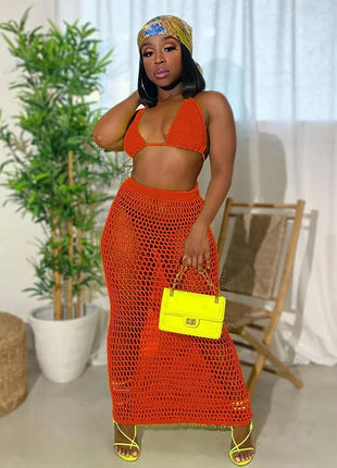 Sexy Two Piece Set Spaghetti Strap Top And Long Summer