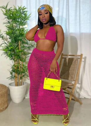 Sexy Two Piece Set Spaghetti Strap Top And Long Summer